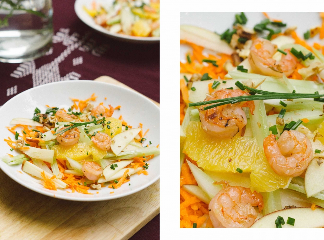 Fertig! Marley Spoons Shrimps-Salat mit Karotten und Apfel
